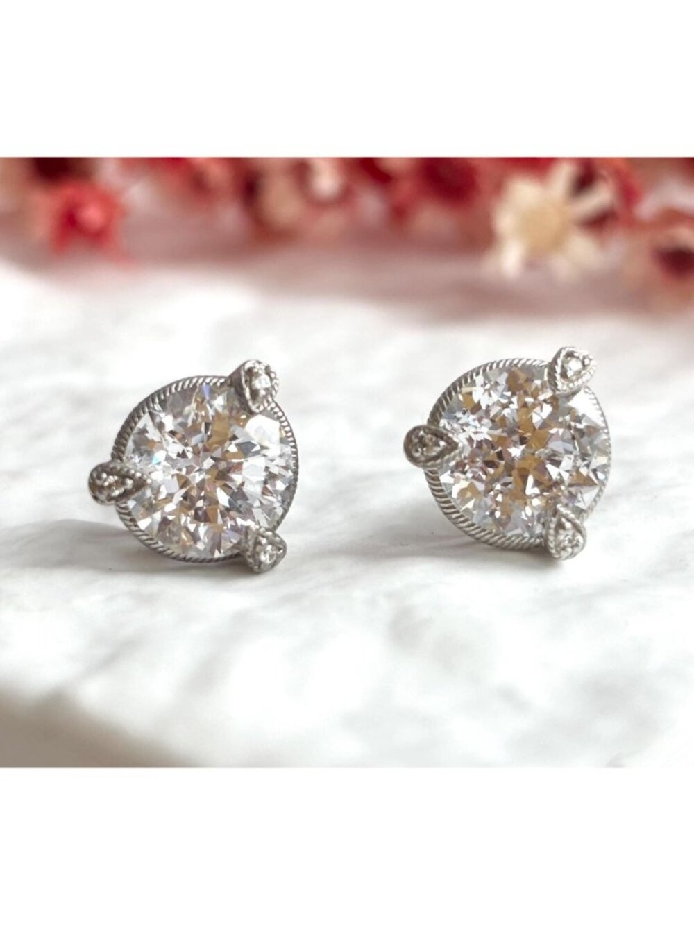Judith Ripka Diamonique CZ 3 ct Vintage Sterling Silver 925 Stud Earrings